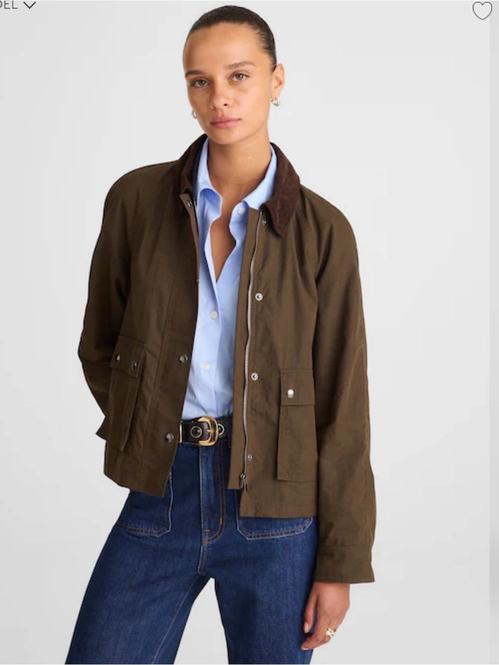 Madewell The Billie Short Barn Jacket Trench Green Vintage Canvas Womens Size M - Picture 11 of 13